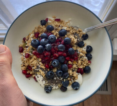 Forever young yogurt bowl. Anti-aging meal recipe