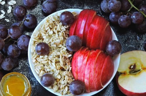 A bowl containing plant-based foods that are high in nutrients.